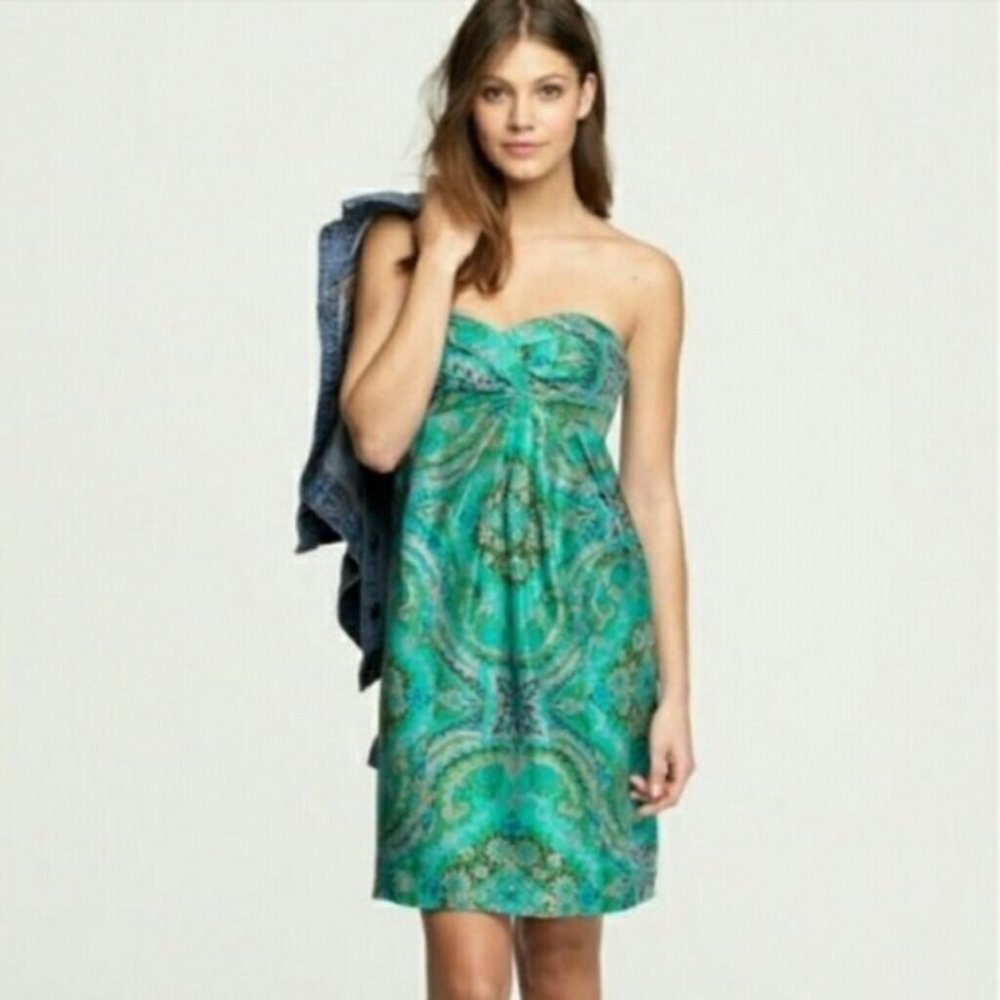 J. Crew Casbah Silk Strapless Dress